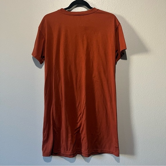 SHEIN- Burnt Orange T Shirt Dress with Graphic Design Size M - Picture 3 of 4